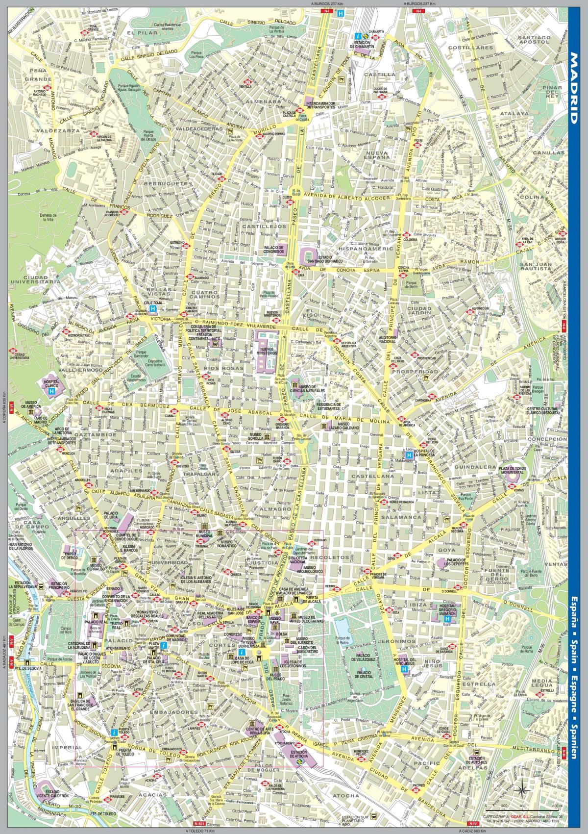mapa de rua do centro da cidade de Madrid
