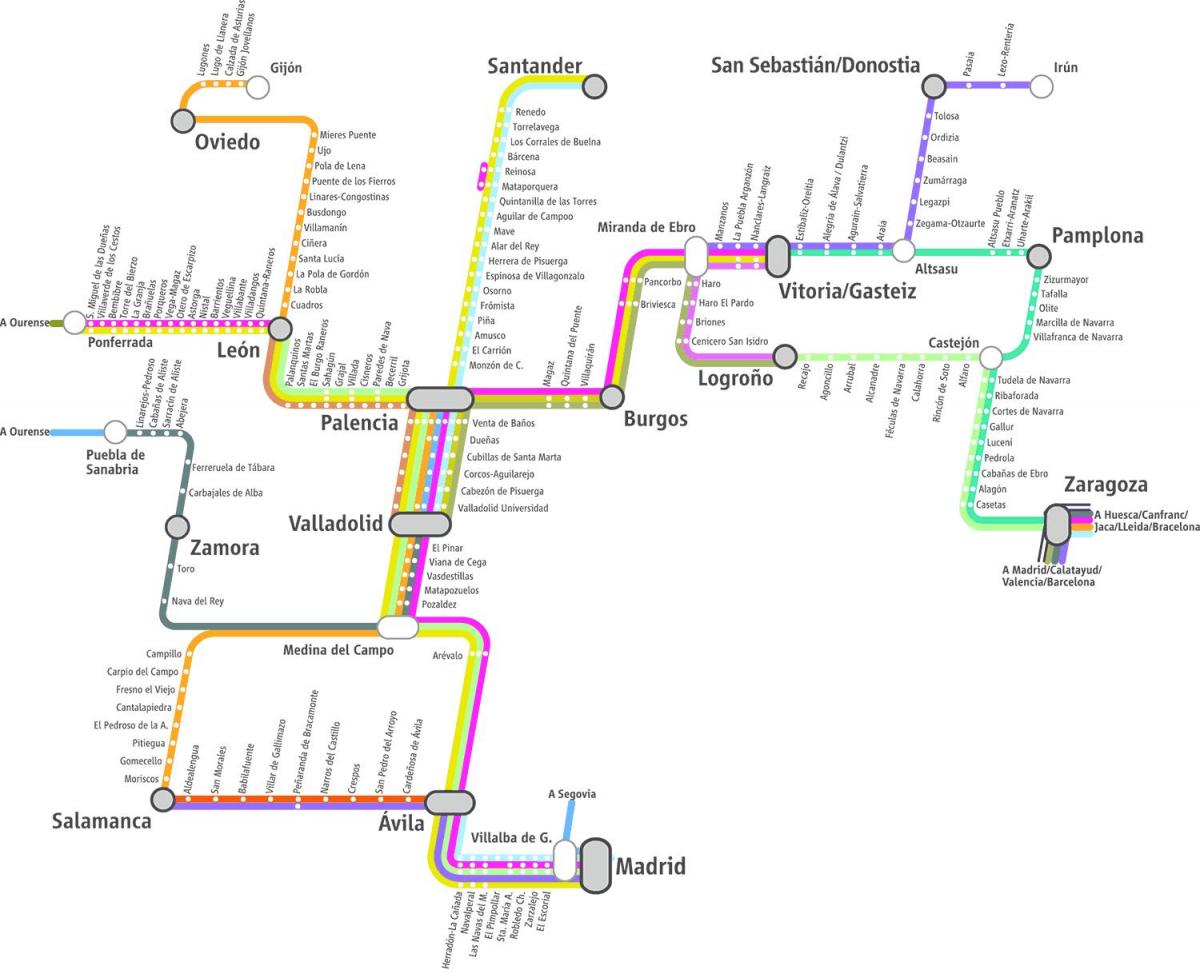 mapa de comboios renfe mapa de Madrid