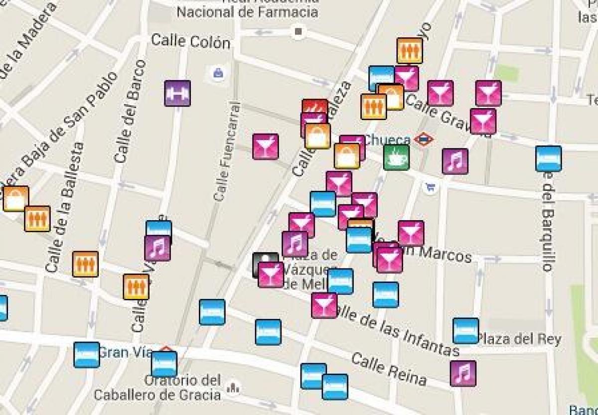 gay área de mapa de Madrid