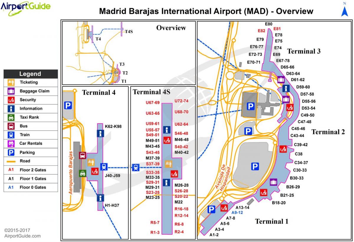mapa de Madrid, Espanha aeroporto