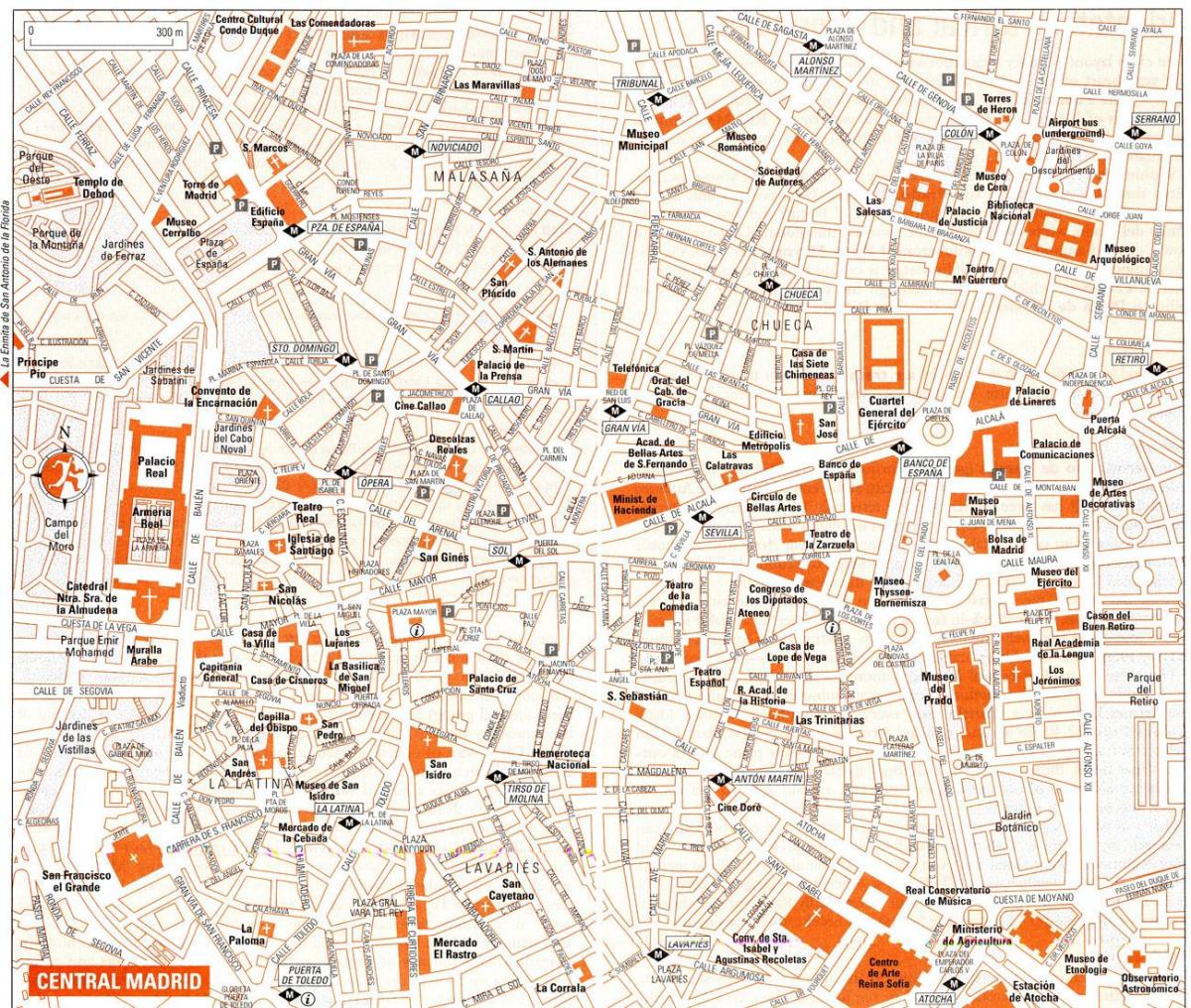 mapa turístico do centro de Madrid