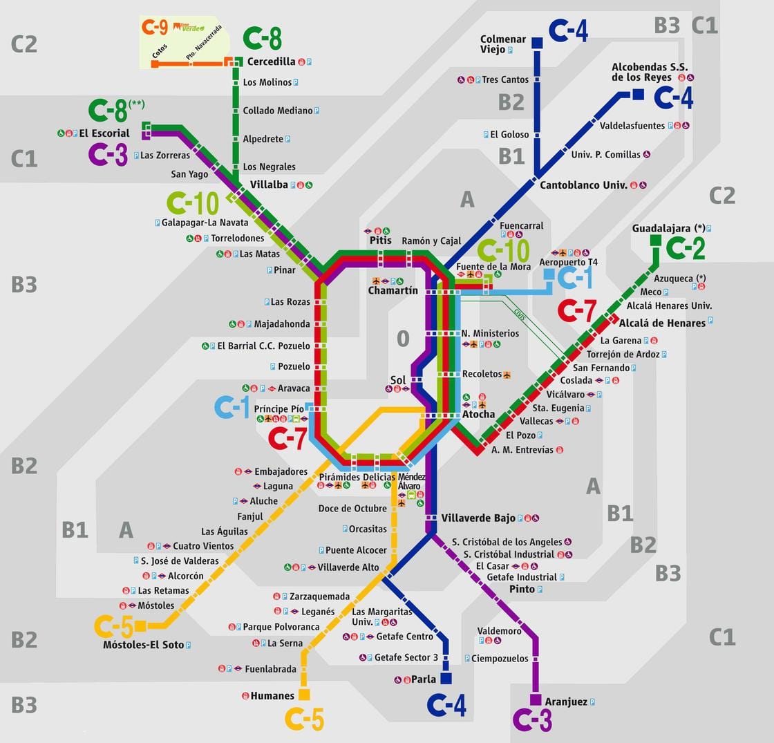 mapa de Madrid e da estação ferroviária de atocha