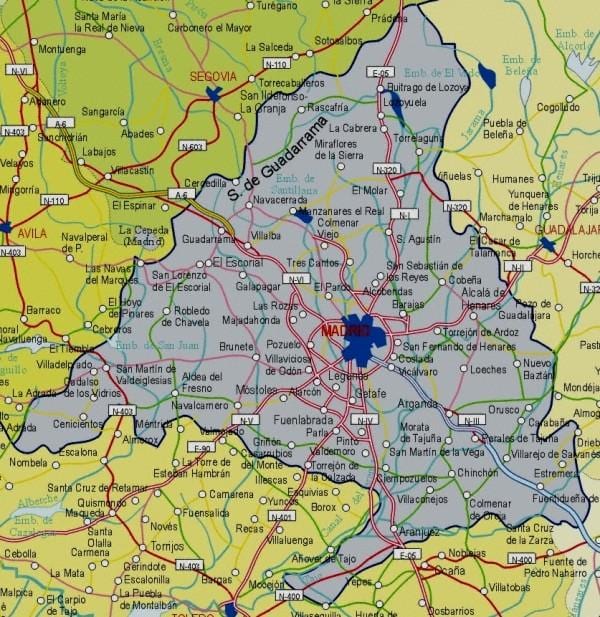um mapa de Madrid