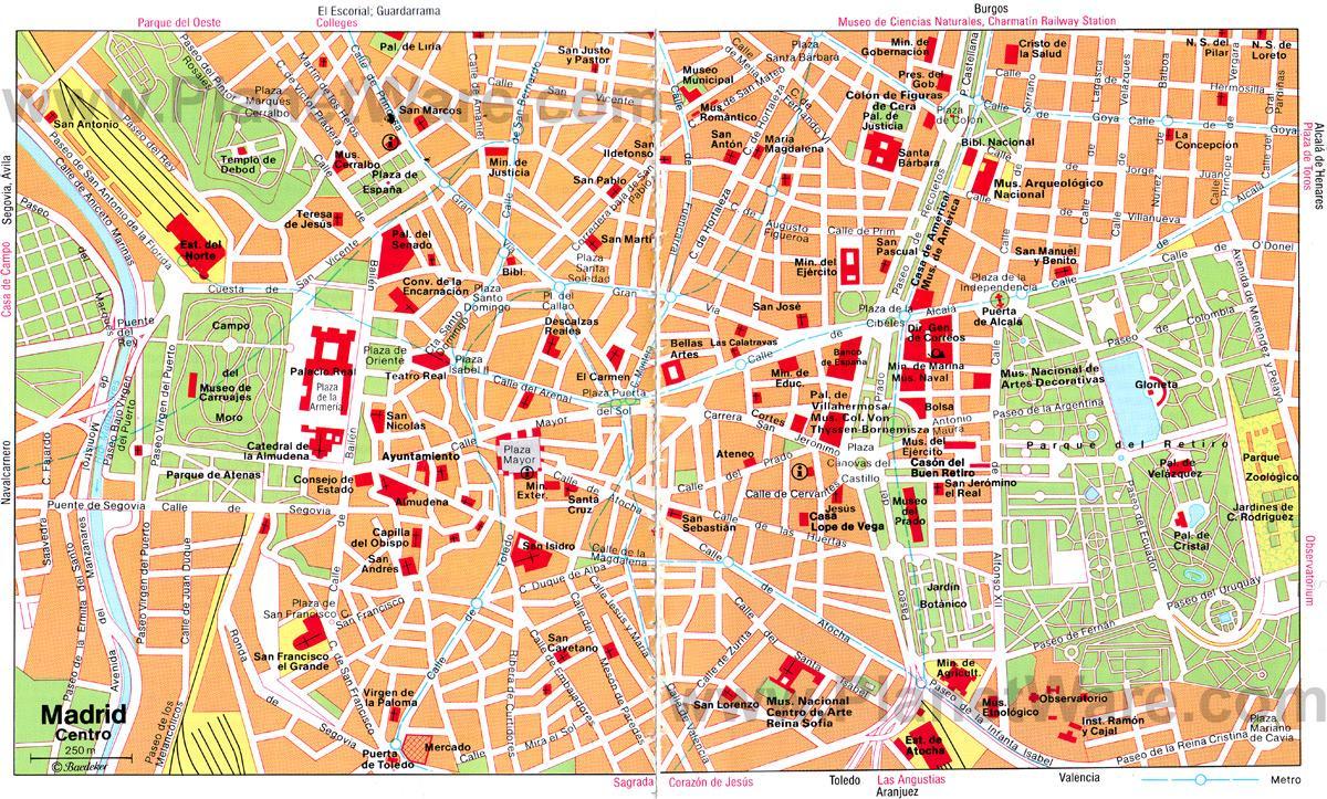 Centro da cidade de Madrid mapa de rua