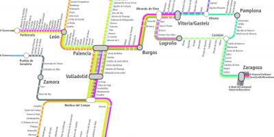 Mapa de comboios renfe mapa de Madrid