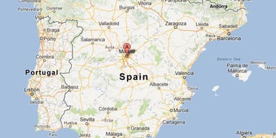 Mapa da Espanha, mostrando Madrid