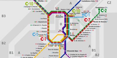 Mapa de Madrid e da estação ferroviária de atocha